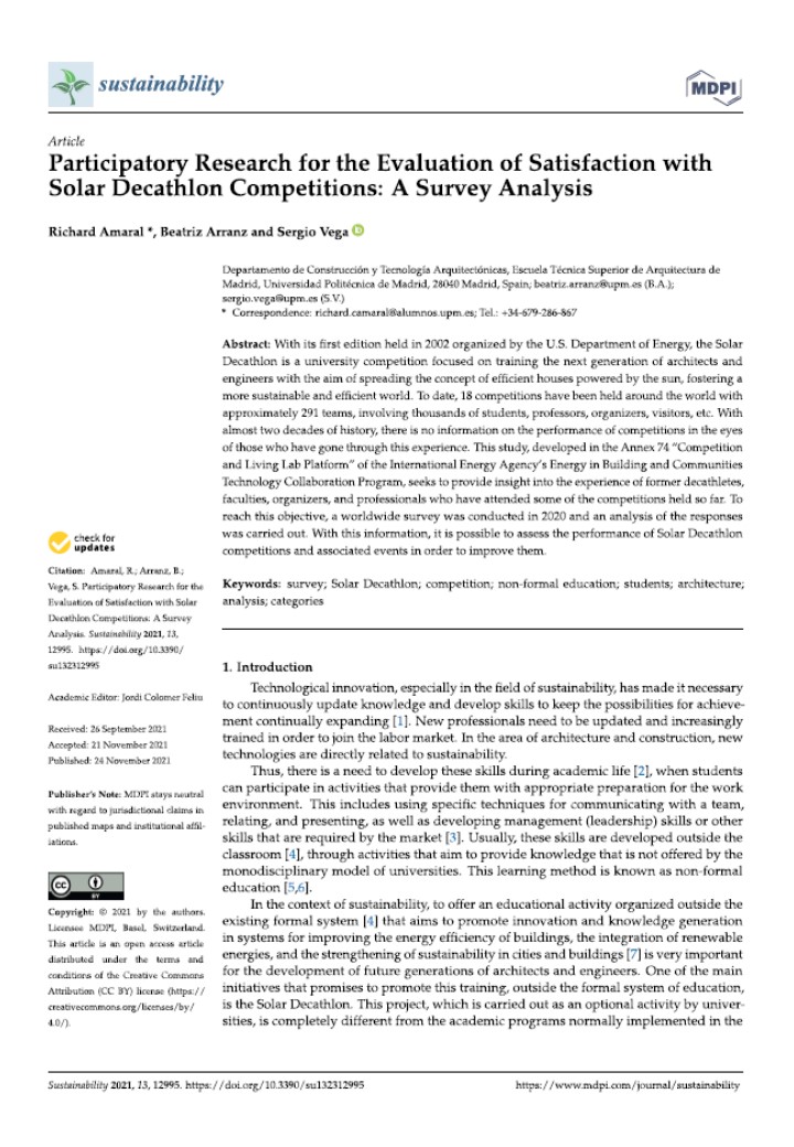 Participatory Research for the Evaluation of Satisfaction with Solar Decathlon Competitions: A Survey Analysis